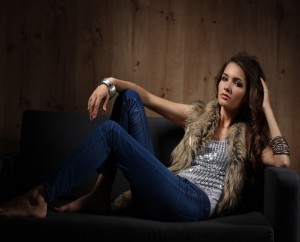 Woman posing on couch