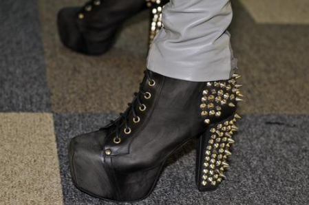 gold spiked platform heels
