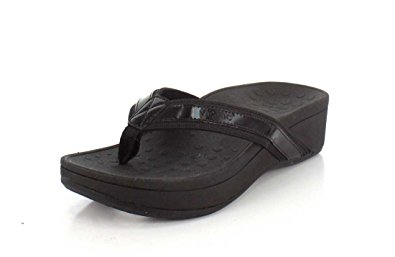 black flip flop sandal with wedge