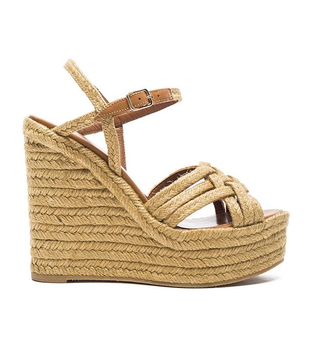 tall espadrille with leather accents