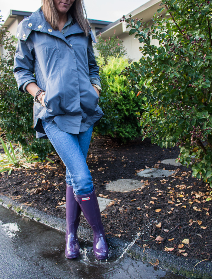 Woman standing with purple boots